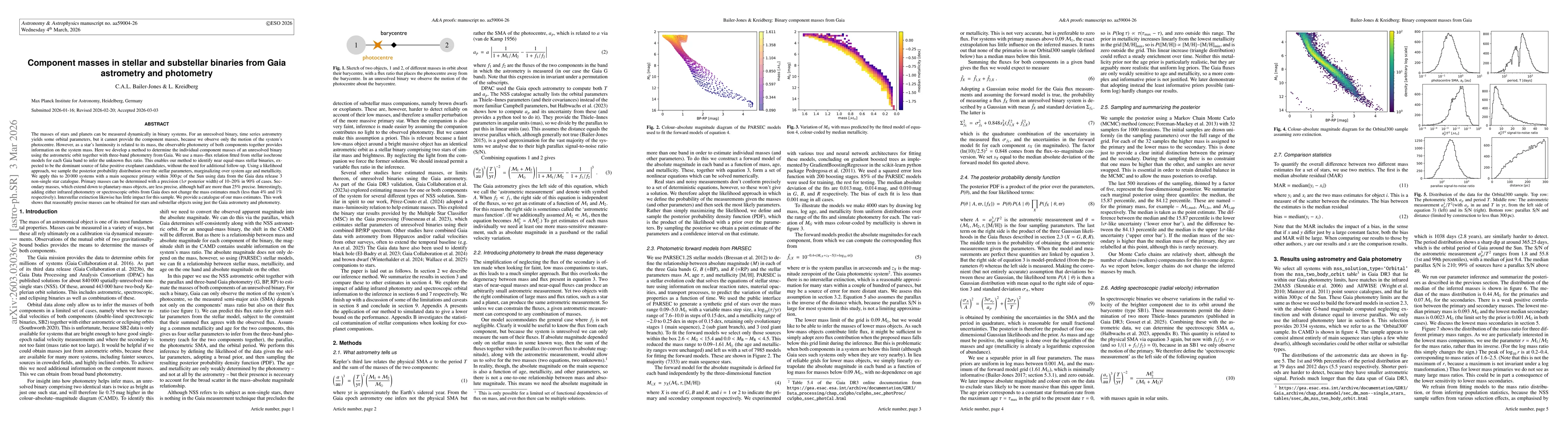Thumbnail for Component masses in stellar and substellar binaries from Gaia astrometry and photometry