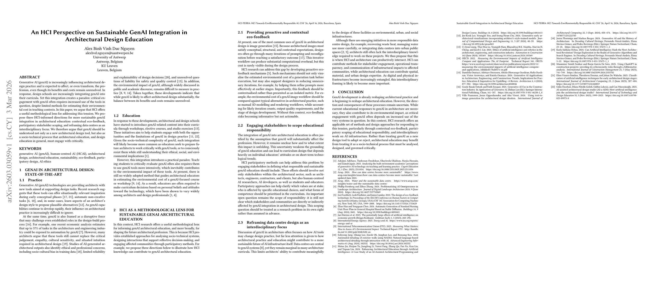 Thumbnail for An HCI Perspective on Sustainable GenAI Integration in Architectural Design Education