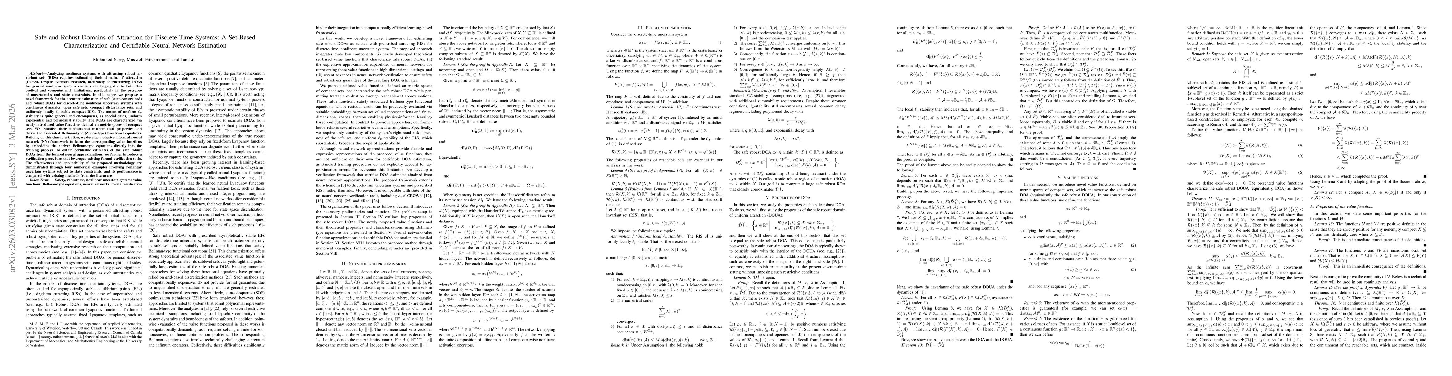 Thumbnail for Safe and Robust Domains of Attraction for Discrete-Time Systems: A Set-Based Characterization and Certifiable Neural Network Estimation