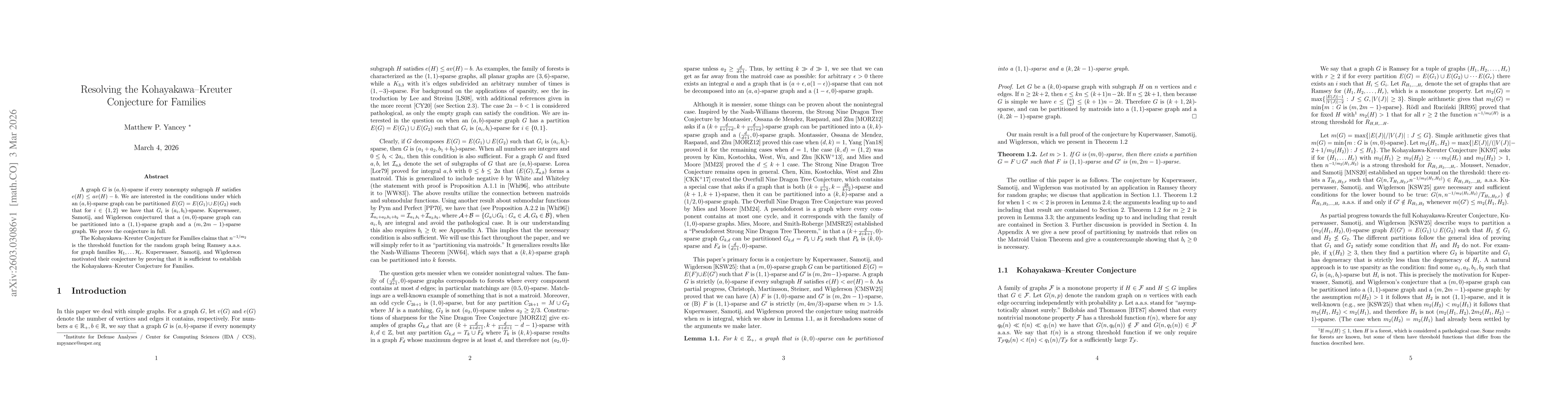 Thumbnail for Resolving the Kohayakawa-Kreuter Conjecture for Families