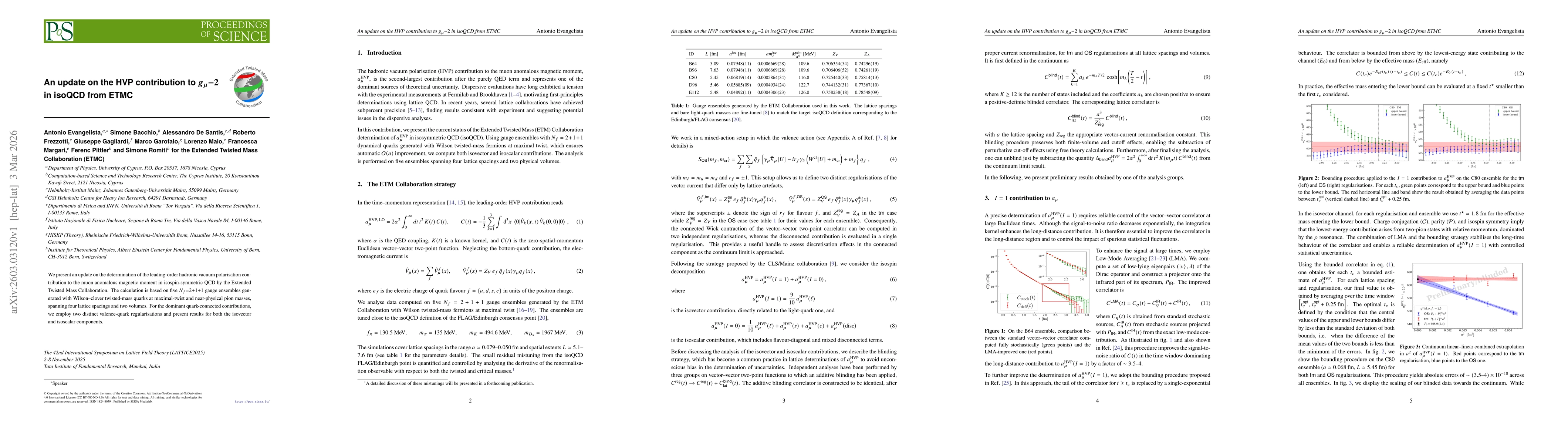 Thumbnail for An update on the HVP contribution to $g_μ{-}2$ in isoQCD from ETMC