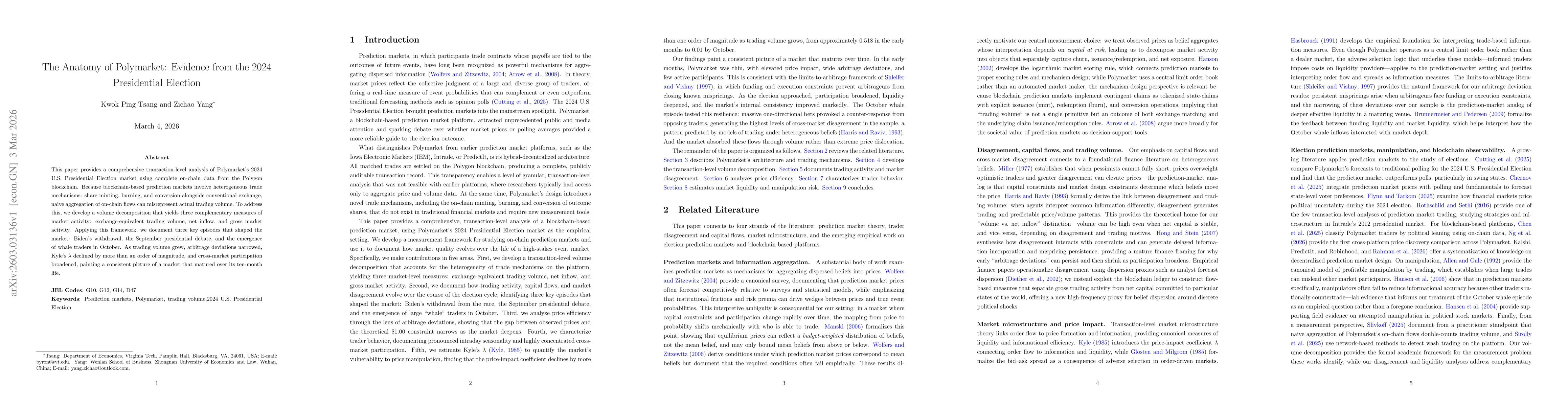 Thumbnail for The Anatomy of Polymarket: Evidence from the 2024 Presidential Election