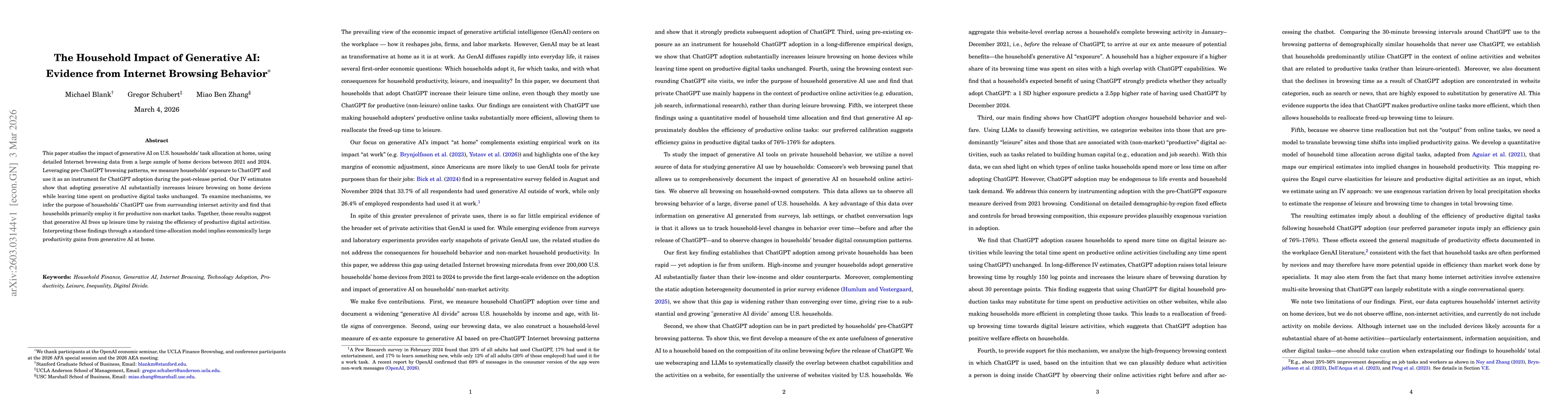 Thumbnail for The Household Impact of Generative AI: Evidence from Internet Browsing Behavior