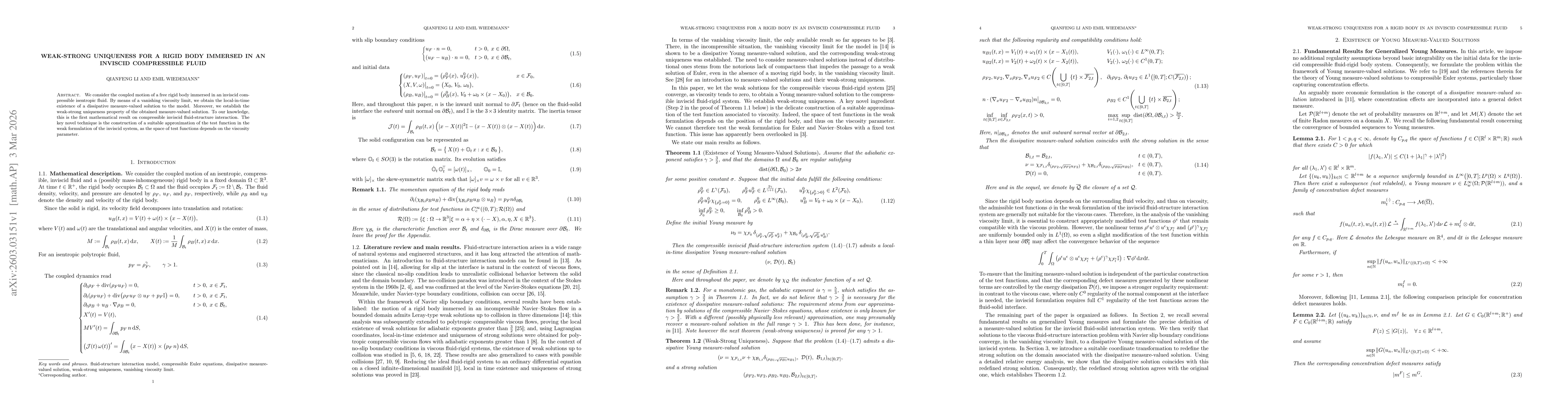 Thumbnail for Weak-Strong Uniqueness for a Rigid Body Immersed in an Inviscid Compressible Fluid