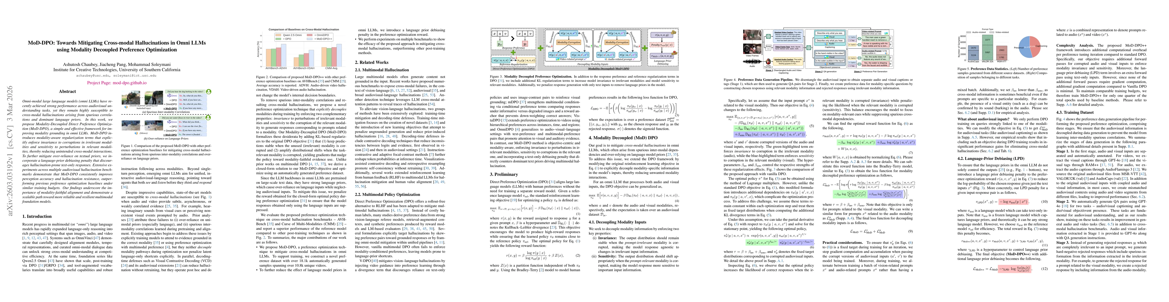 Thumbnail for MoD-DPO: Towards Mitigating Cross-modal Hallucinations in Omni LLMs using Modality Decoupled Preference Optimization