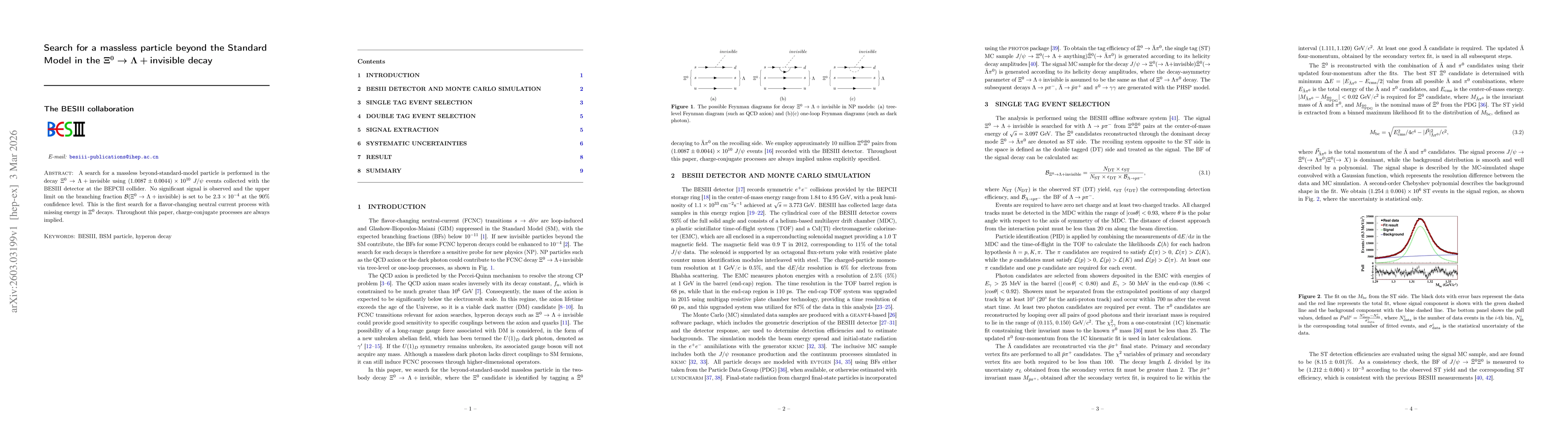 Thumbnail for Search for a massless particle beyond the Standard Model in the $Ξ^0\toΛ+ \text{invisible}$ decay