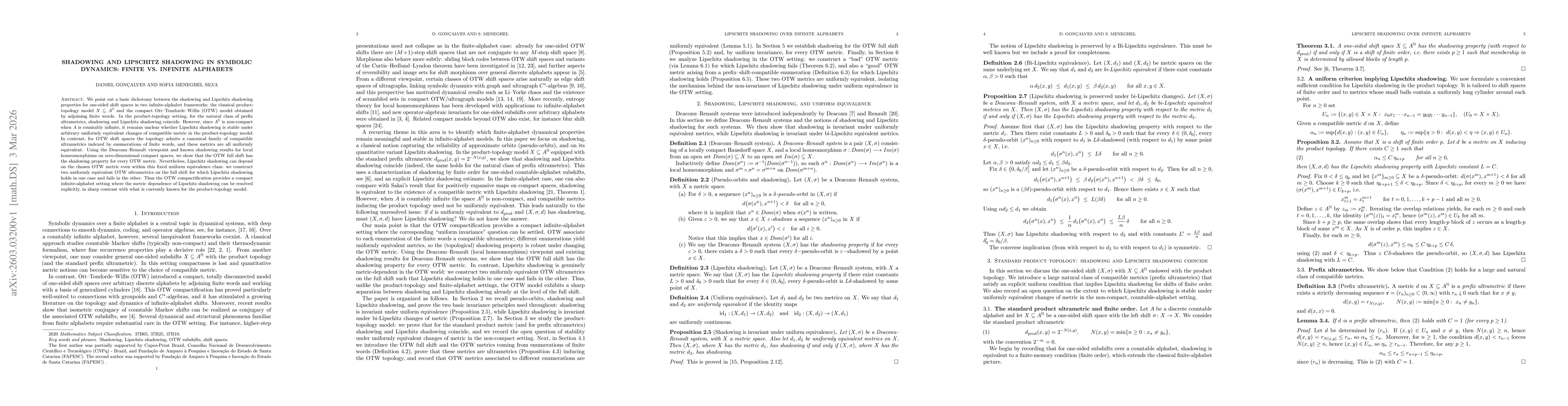Thumbnail for Shadowing and Lipschitz Shadowing in Symbolic Dynamics: Finite vs. Infinite Alphabets