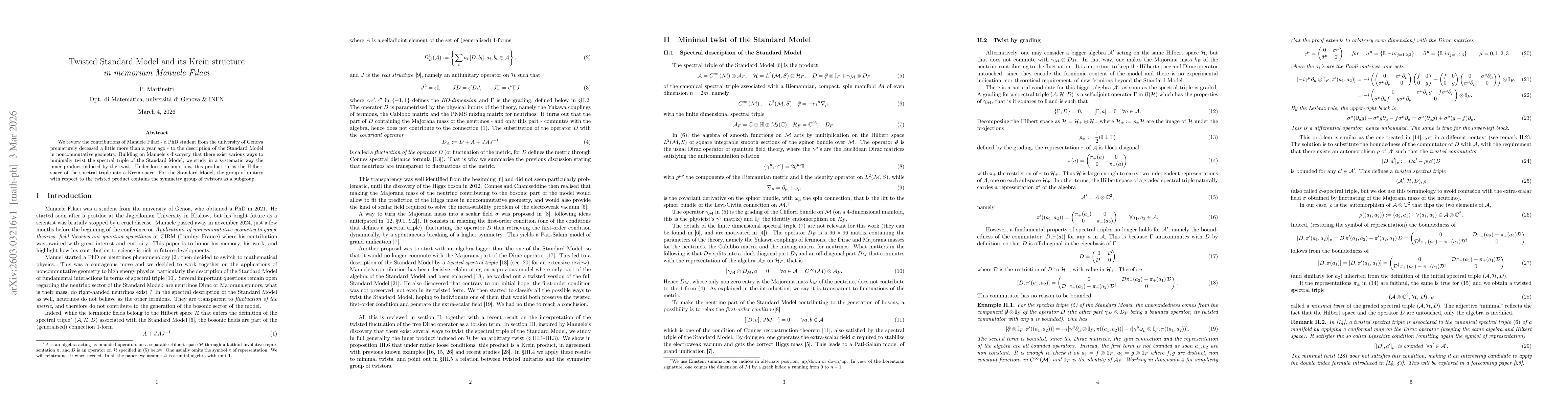 Thumbnail for Twisted Standard Model and its Krein structure -- in memoriam Manuele Filaci