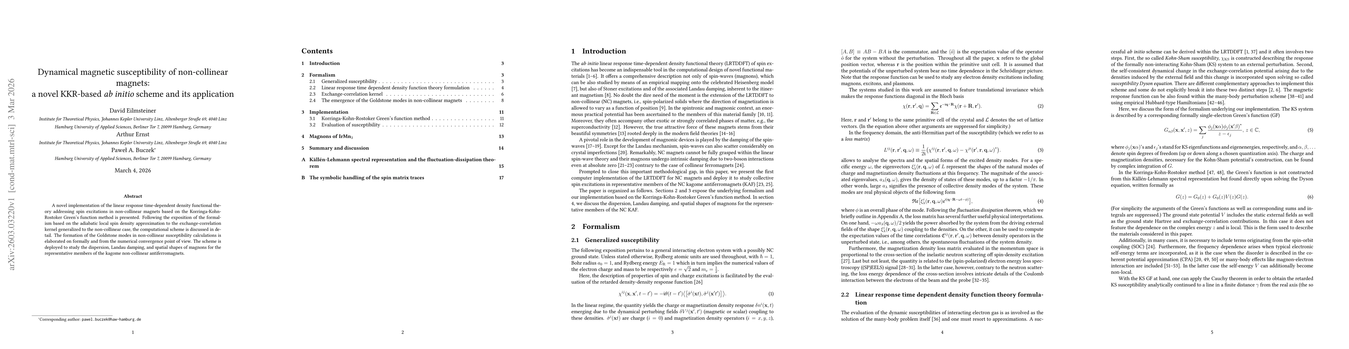 Thumbnail for Dynamical magnetic susceptibility of non-collinear magnets: A novel KKR-based ab initio scheme and its application