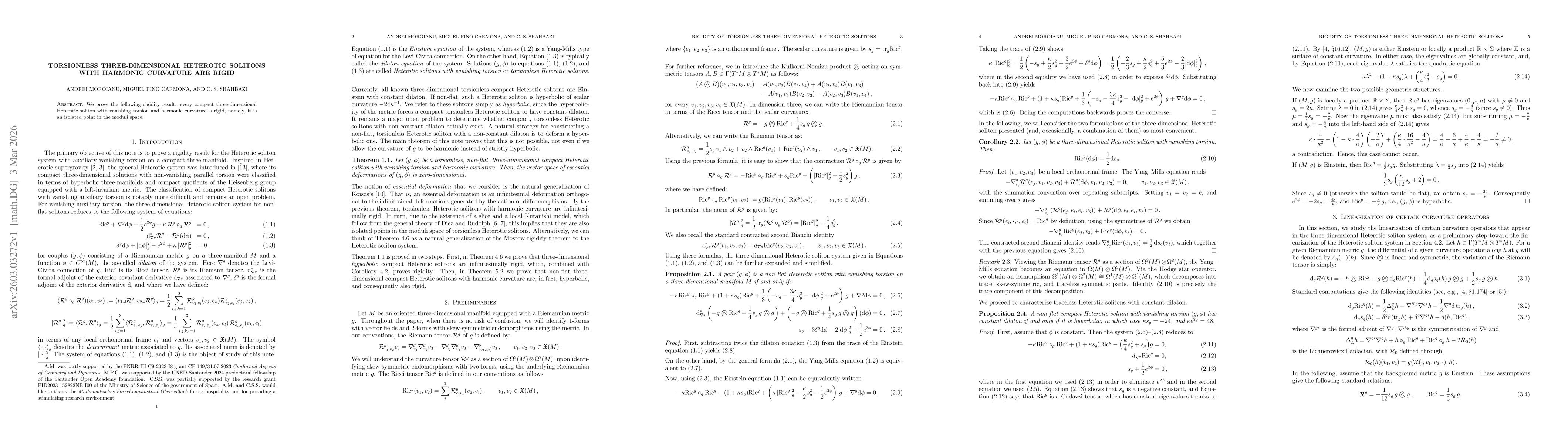 Thumbnail for Torsionless three-dimensional Heterotic solitons with harmonic curvature are rigid