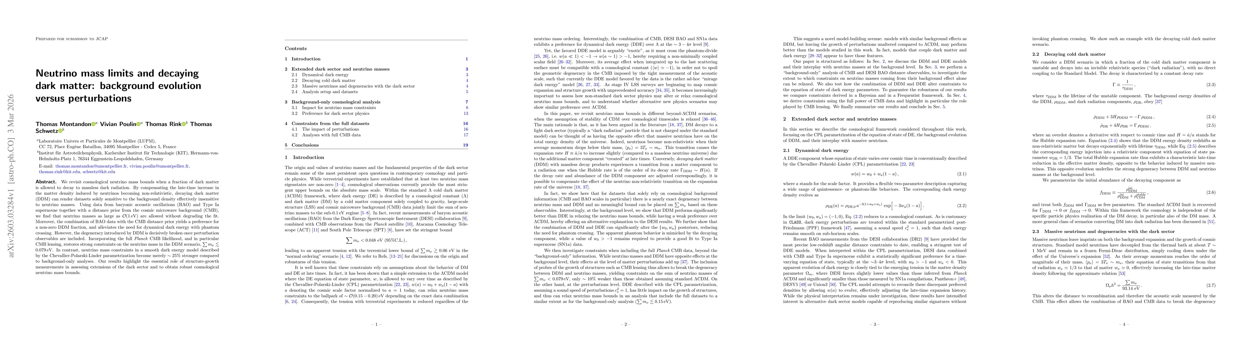 Thumbnail for Neutrino mass limits and decaying dark matter: background evolution versus perturbations