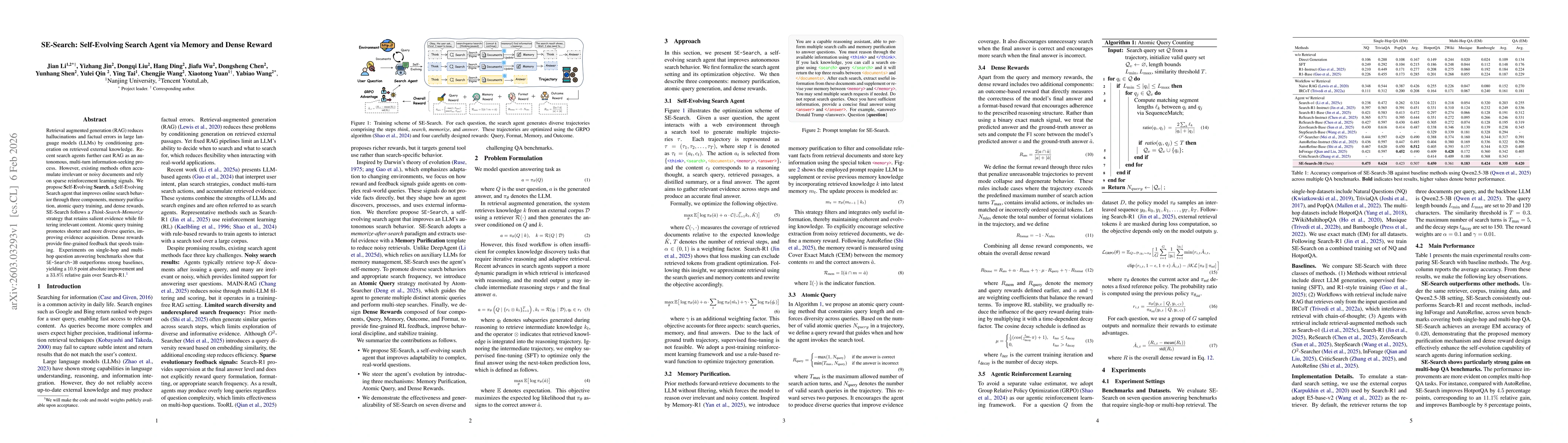 Thumbnail for SE-Search: Self-Evolving Search Agent via Memory and Dense Reward