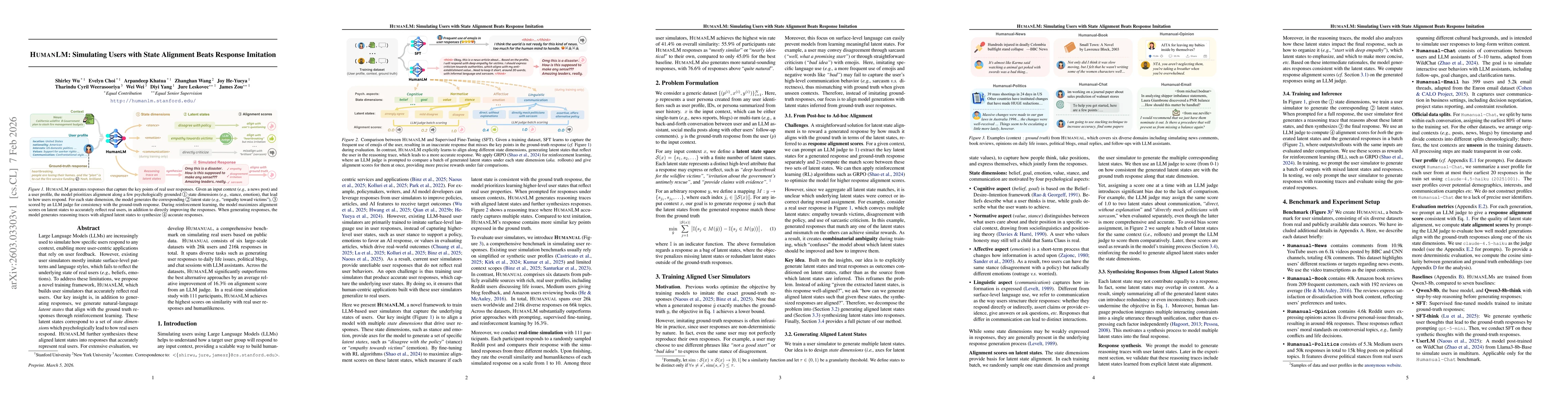 Thumbnail for HumanLM: Simulating Users with State Alignment Beats Response Imitation
