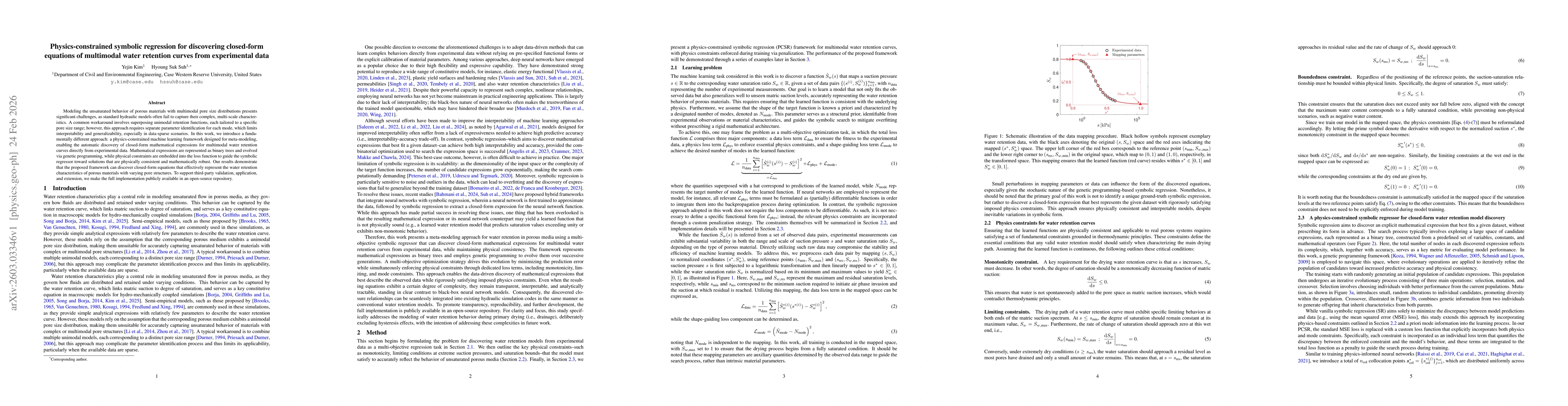 Thumbnail for Physics-constrained symbolic regression for discovering closed-form equations of multimodal water retention curves from experimental data
