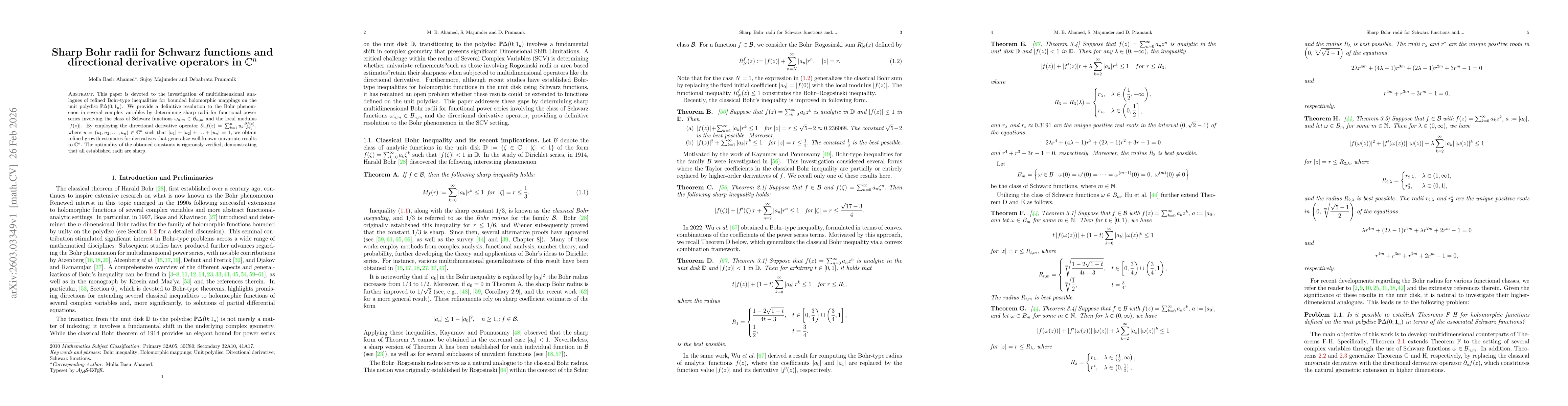 Thumbnail for Sharp Bohr Radii for Schwarz Functions and Directional derivative Operators in \mathbb{C}^n