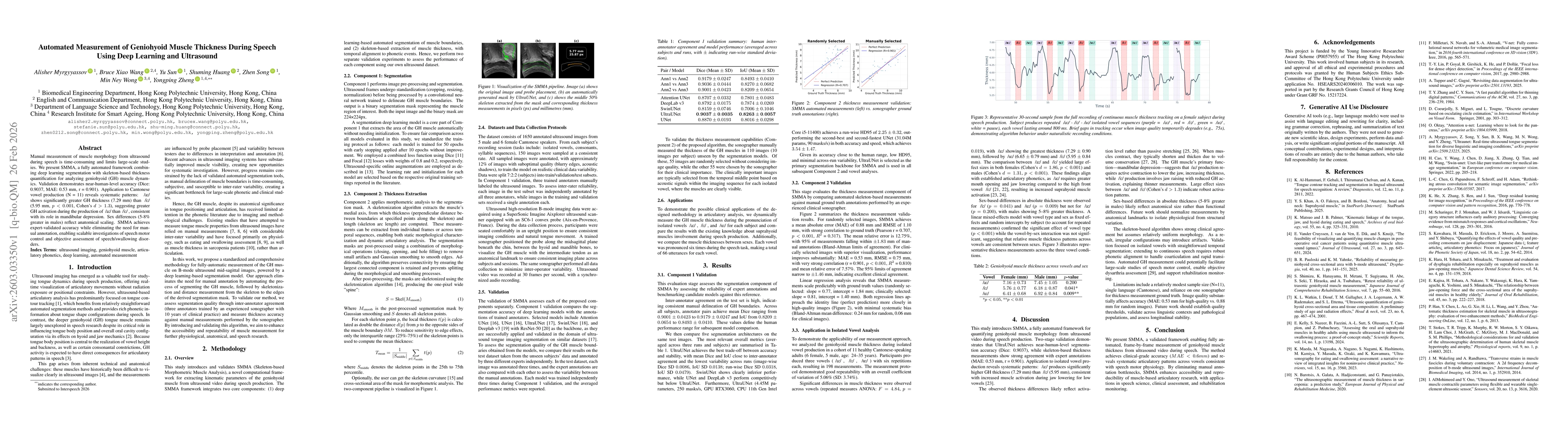 Thumbnail for Automated Measurement of Geniohyoid Muscle Thickness During Speech Using Deep Learning and Ultrasound