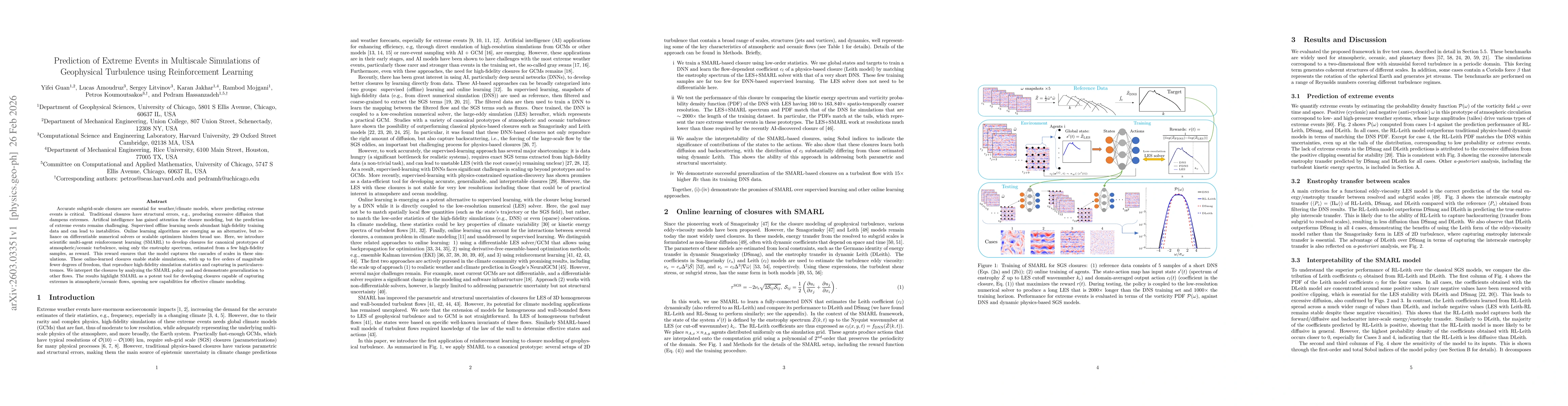Thumbnail for Prediction of Extreme Events in Multiscale Simulations of Geophysical Turbulence using Reinforcement Learning