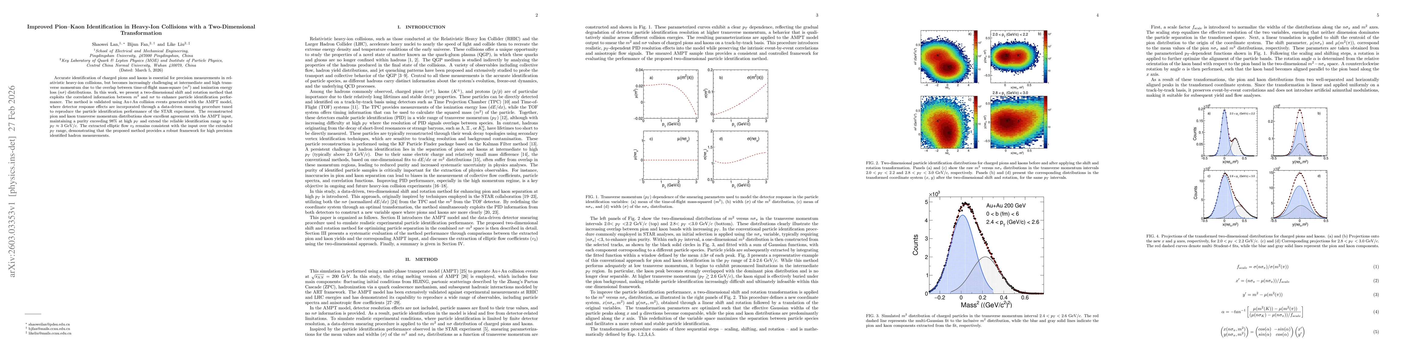 Thumbnail for Improved Pion-Kaon Identification in Heavy-Ion Collisions with a Two-Dimensional Transformation