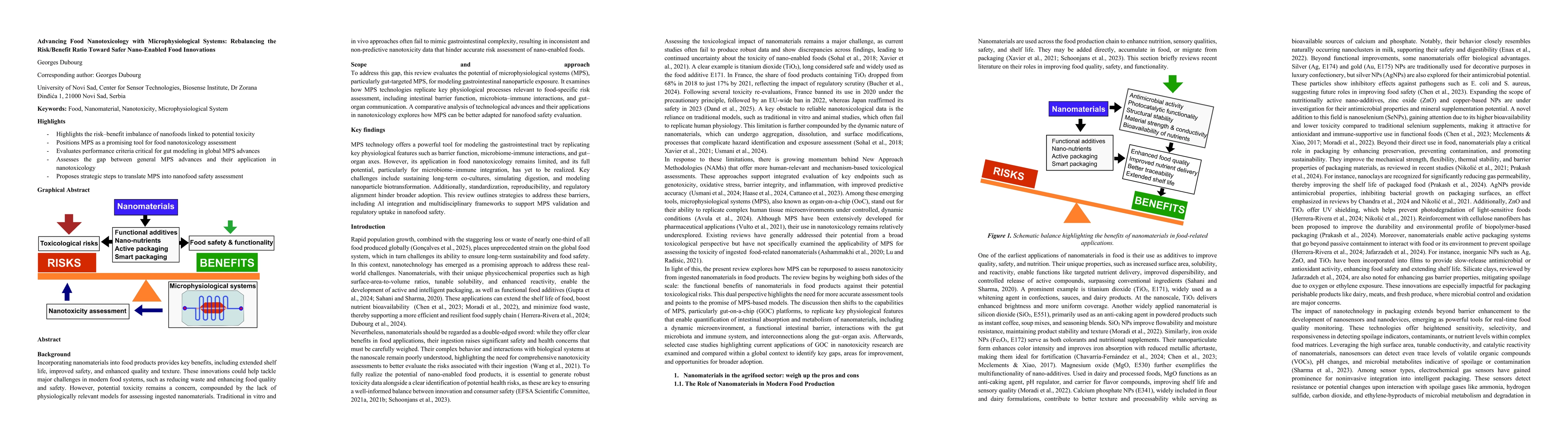 Thumbnail for Advancing Food Nanotoxicology with Microphysiological Systems: Rebalancing the Risk/Benefit Ratio Toward Safer Nano-Enabled Food Innovations