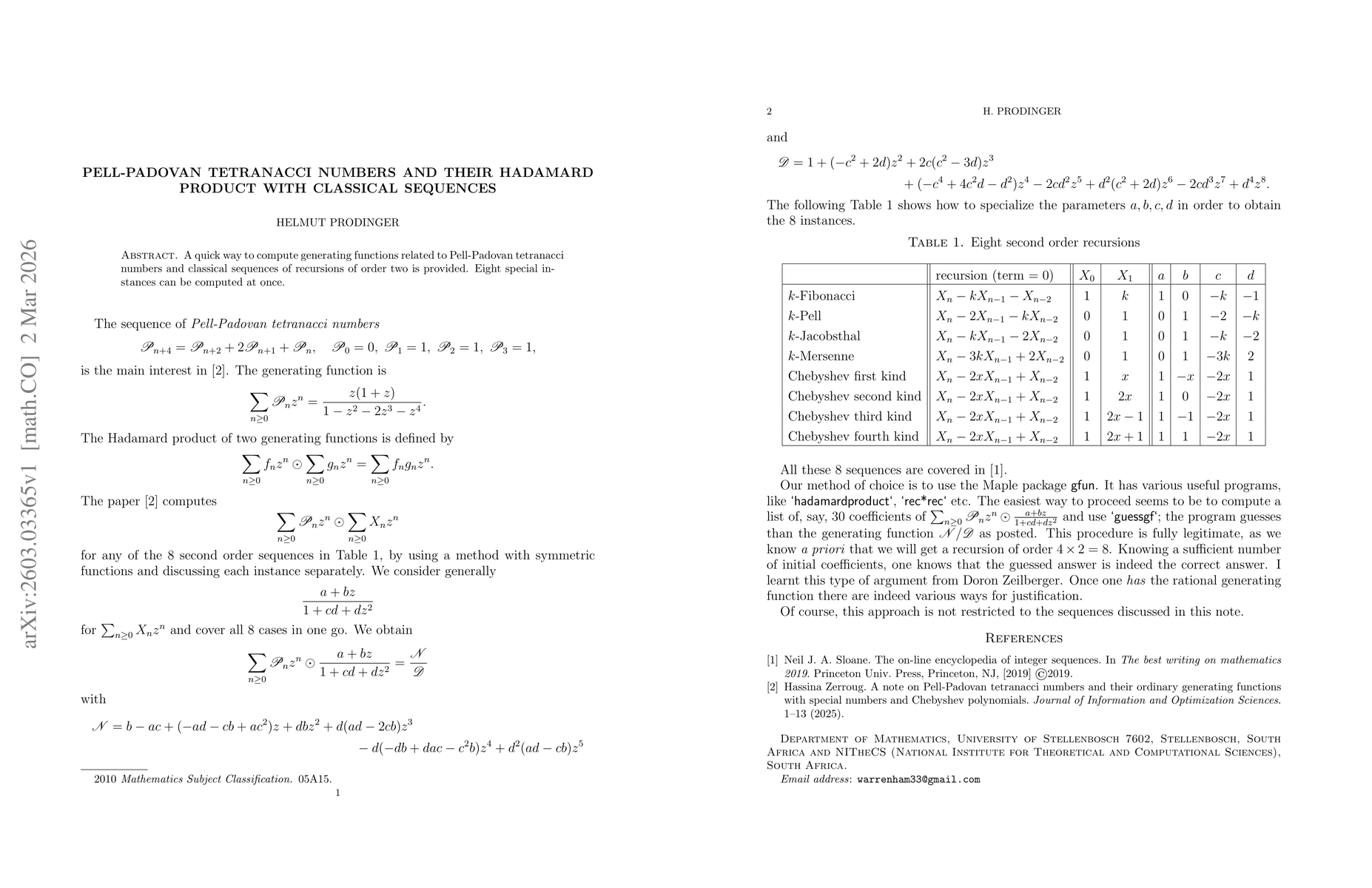 Thumbnail for Pell-Padovan tetranacci numbers and their Hadamard product with classical sequences