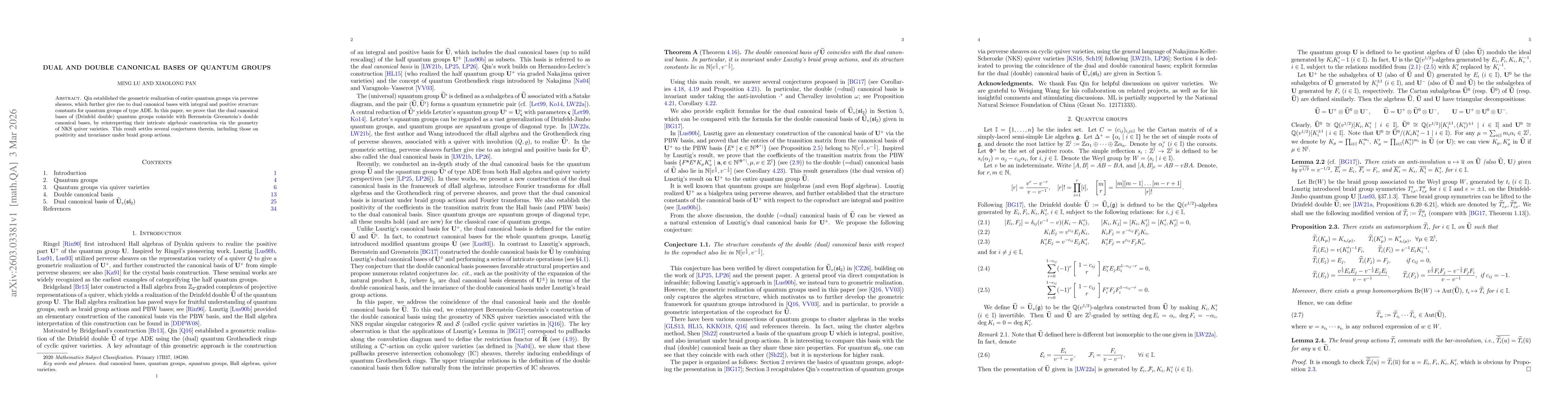 Thumbnail for Dual and double canonical bases of quantum groups