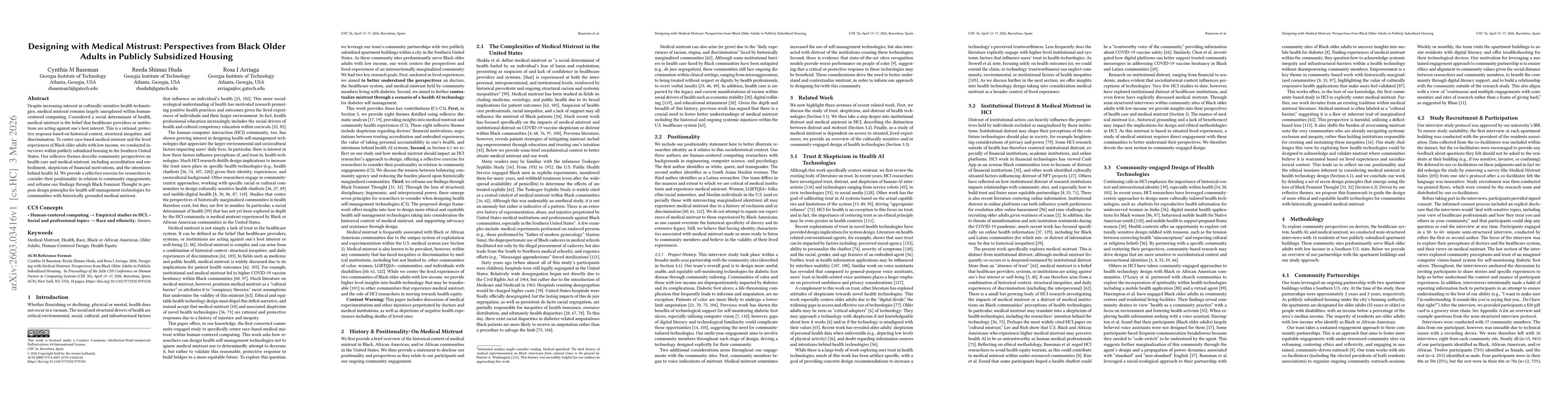 Thumbnail for Designing with Medical Mistrust: Perspectives from Black Older Adults in Publicly Subsidized Housing