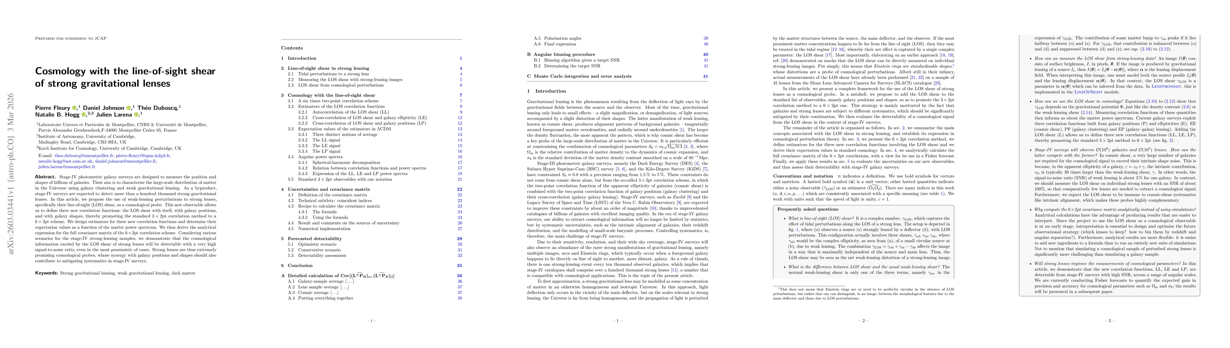 Thumbnail for Cosmology with the line-of-sight shear of strong gravitational lenses