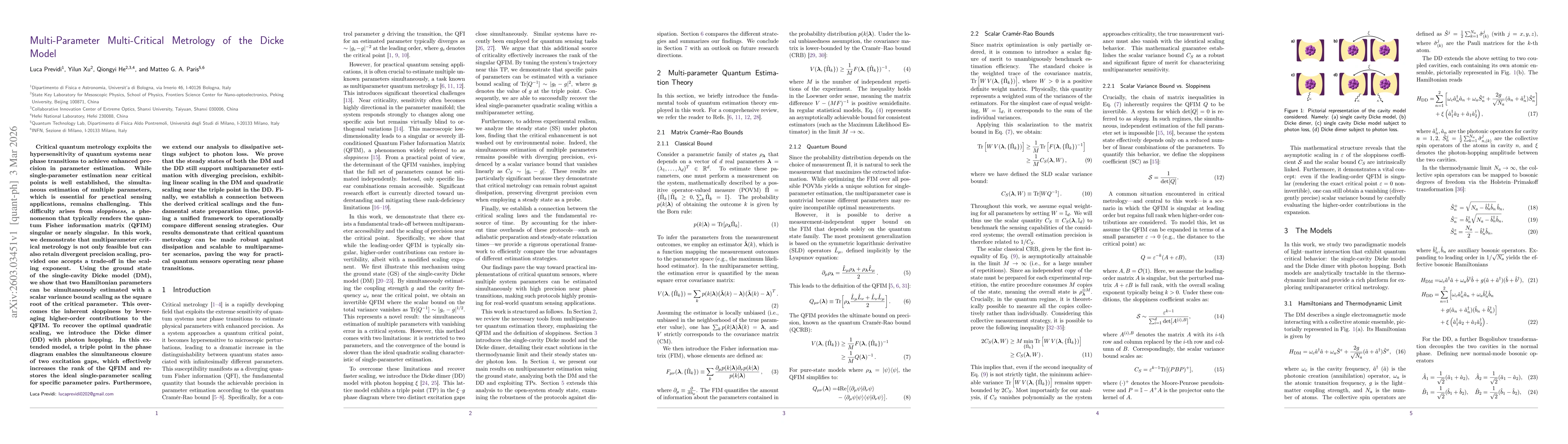 Thumbnail for Multi-Parameter Multi-Critical Metrology of the Dicke Model