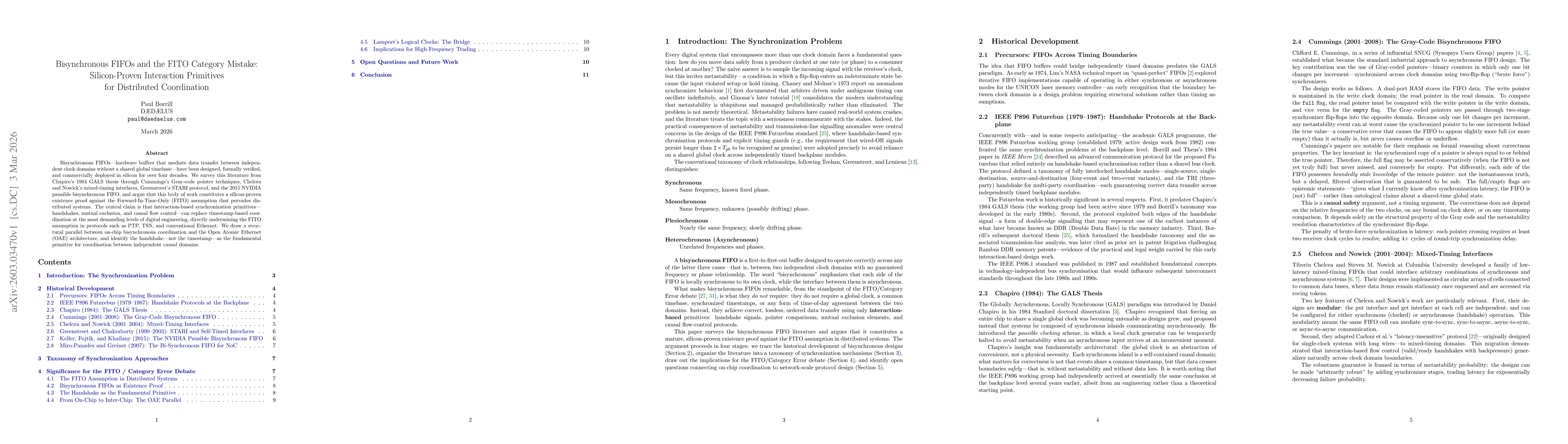 Thumbnail for Bisynchronous FIFOs and the FITO Category Mistake: Silicon-Proven Interaction Primitives for Distributed Coordination