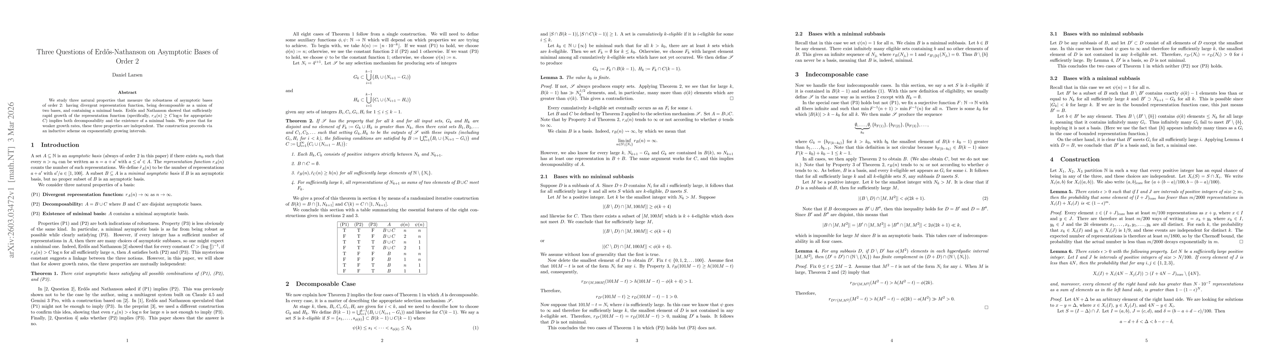 Thumbnail for Three Questions of Erdős-Nathanson on Asymptotic Bases of Order 2