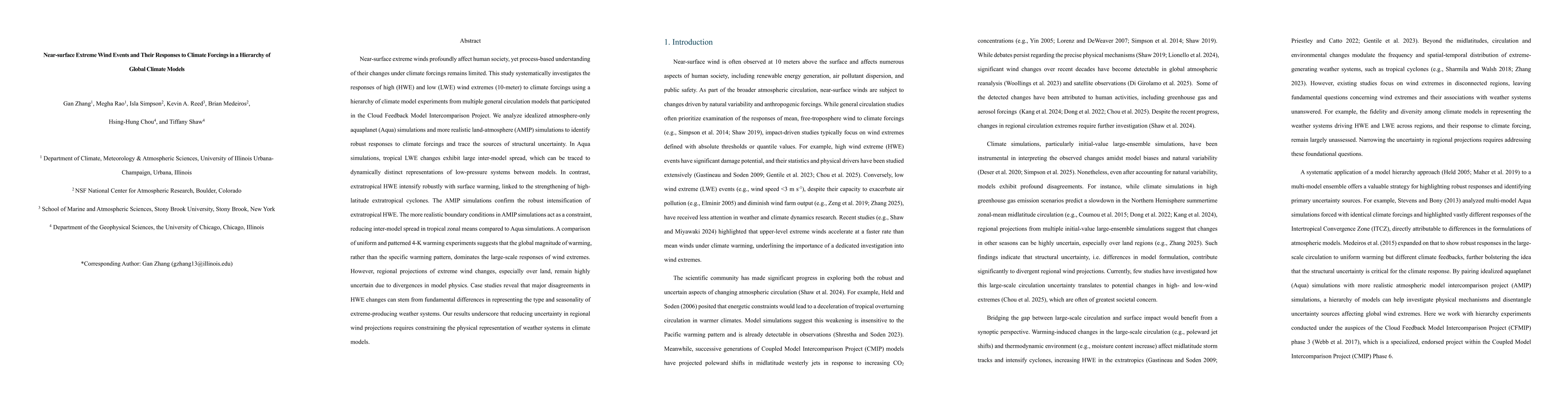 Thumbnail for Near-surface Extreme Wind Events and Their Responses to Climate Forcings in a Hierarchy of Global Climate Models