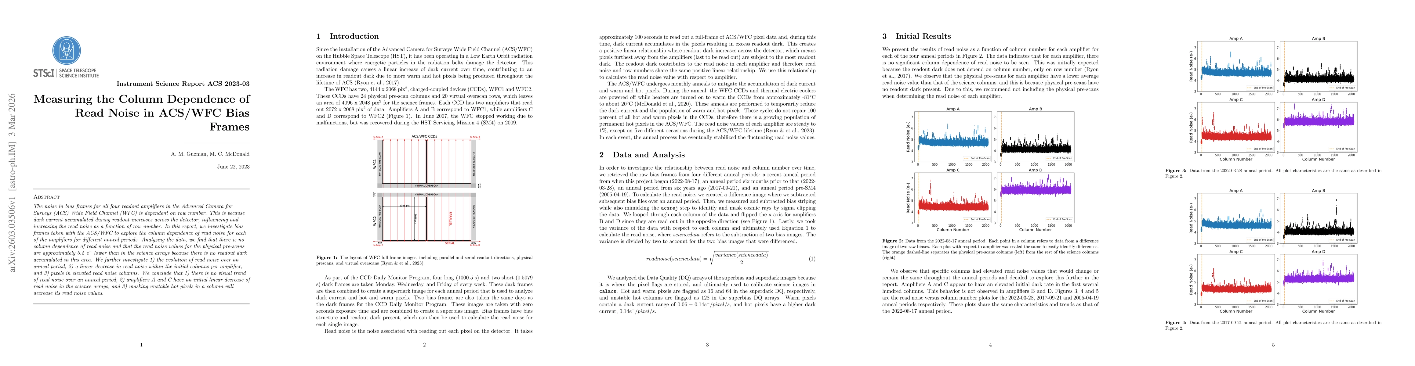 Thumbnail for Measuring the Column Dependence of Read Noise in ACS/WFC Bias Frames