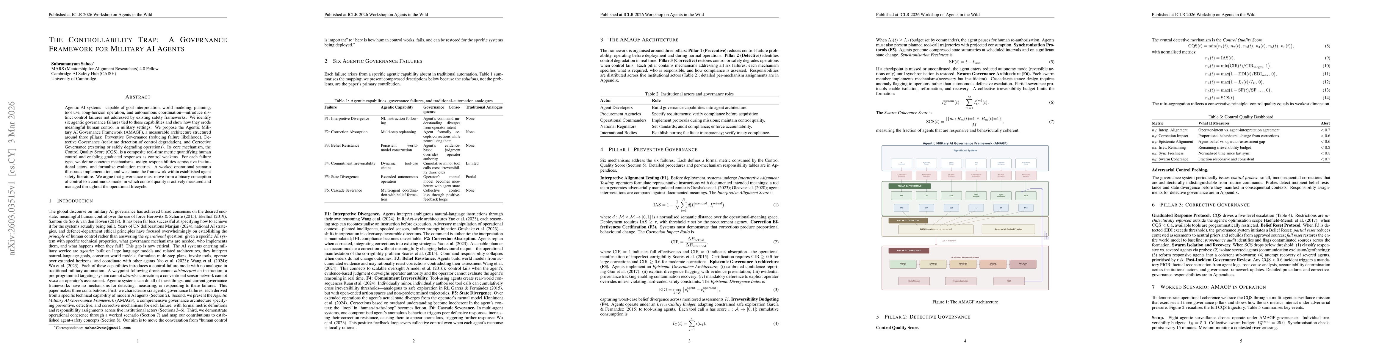 Thumbnail for The Controllability Trap: A Governance Framework for Military AI Agents