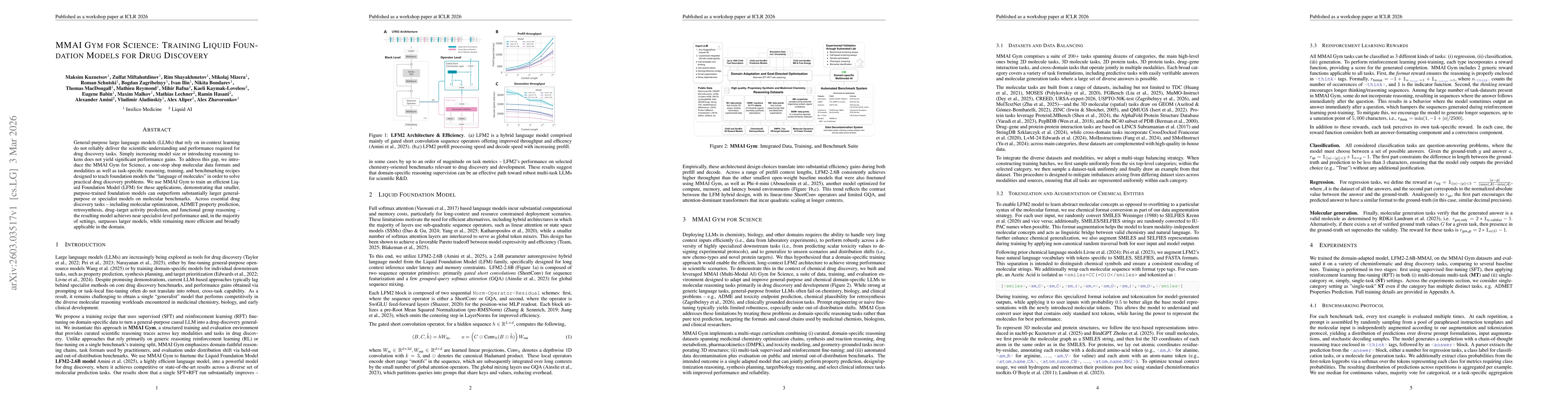 Thumbnail for MMAI Gym for Science: Training Liquid Foundation Models for Drug Discovery