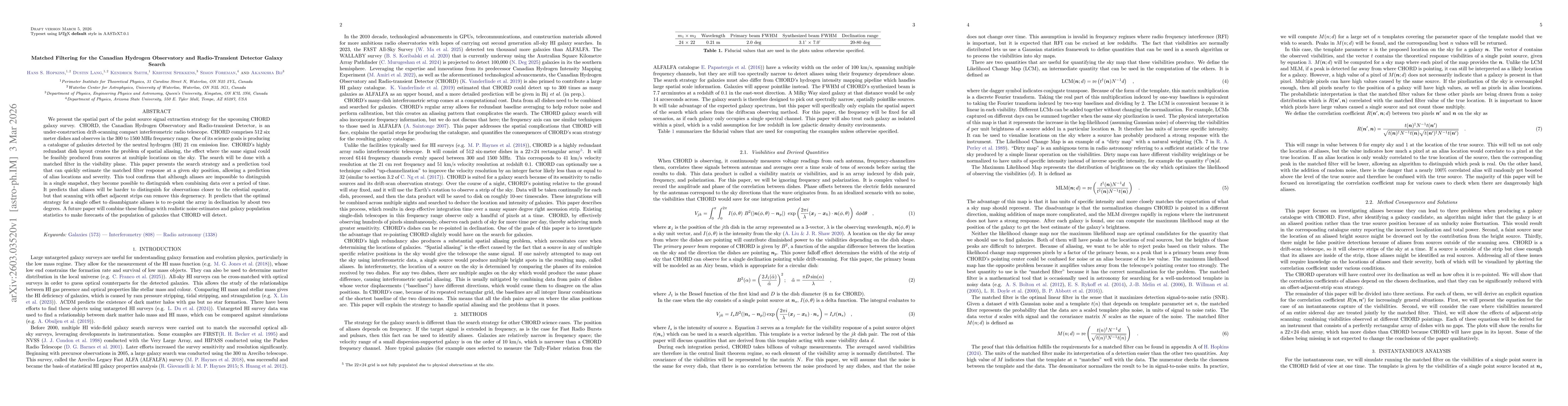 Thumbnail for Matched Filtering for the Canadian Hydrogen Observatory and Radio-Transient Detector Galaxy Search