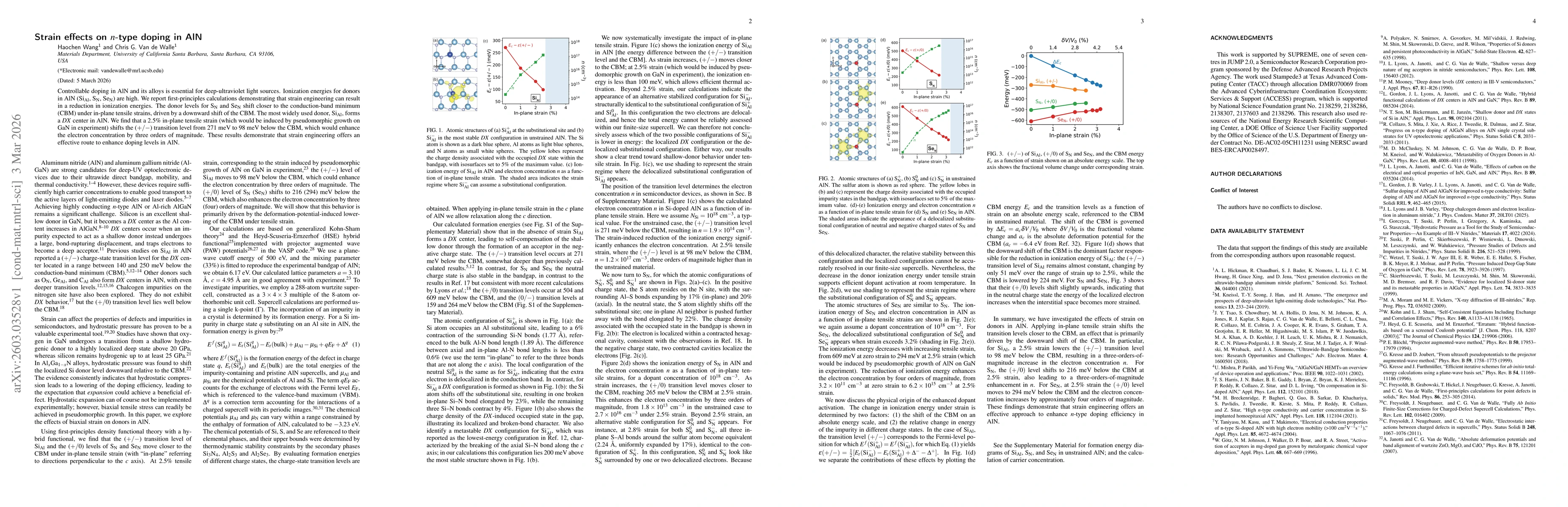 Thumbnail for Strain effects on $n$-type doping in AlN