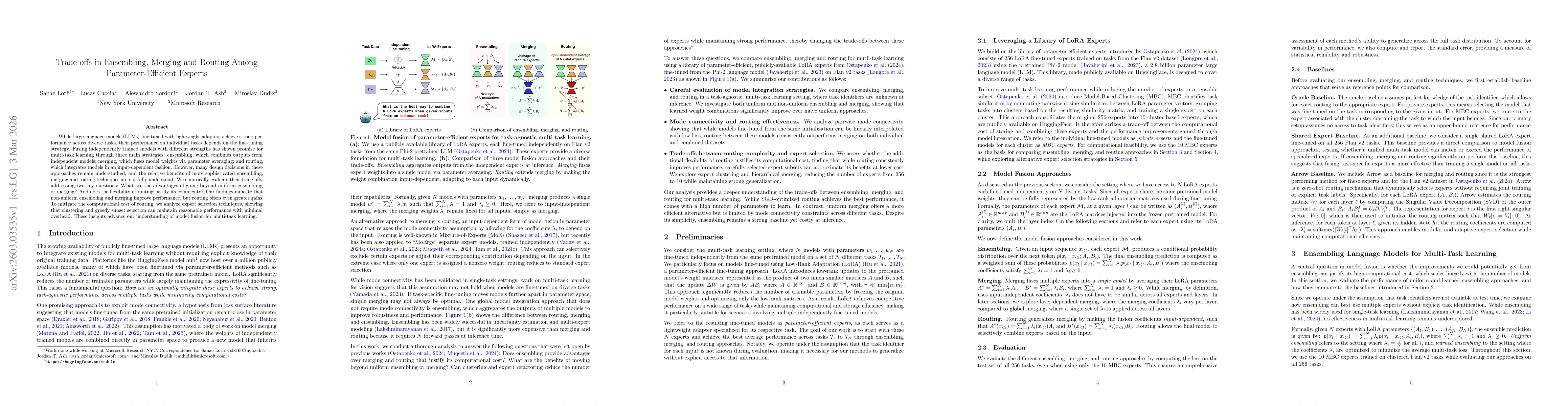 Thumbnail for Trade-offs in Ensembling, Merging and Routing Among Parameter-Efficient Experts