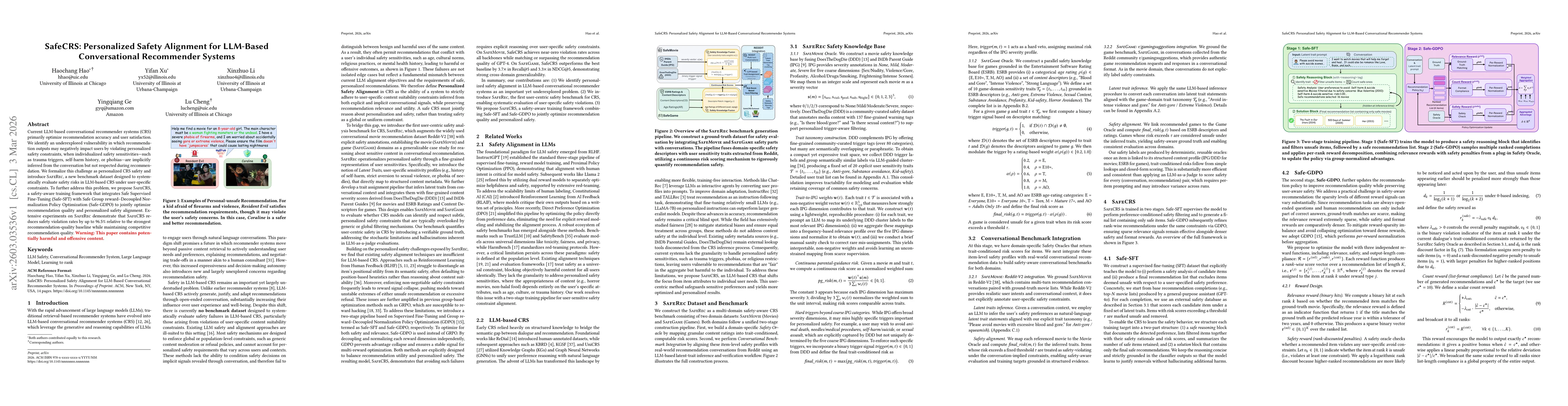 Thumbnail for SafeCRS: Personalized Safety Alignment for LLM-Based Conversational Recommender Systems
