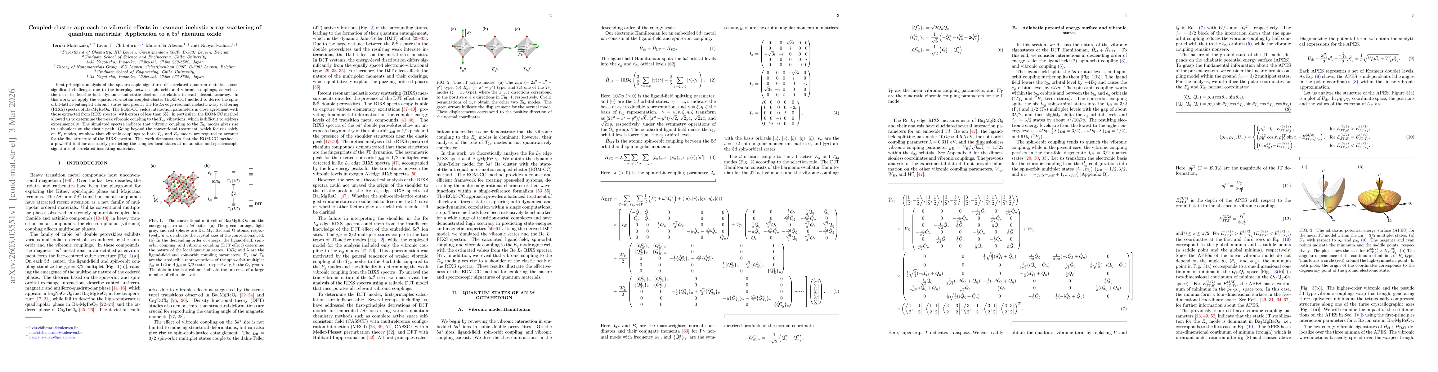 Thumbnail for Coupled-cluster approach to vibronic effects in resonant inelastic x-ray scattering of quantum materials: Application to a $5d^1$ rhenium oxide