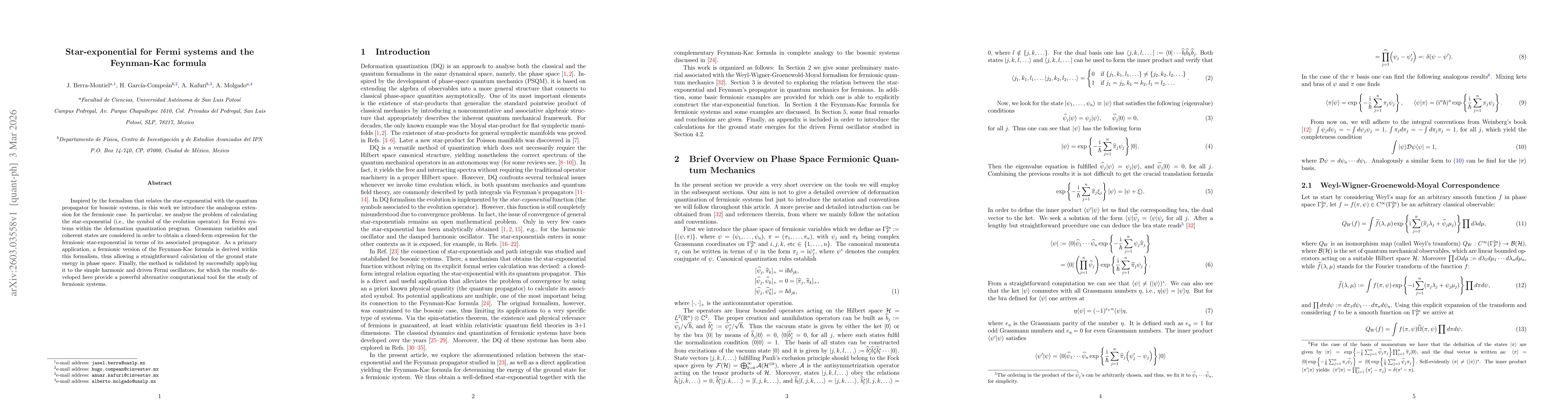 Thumbnail for Star-exponential for Fermi systems and the Feynman-Kac formula