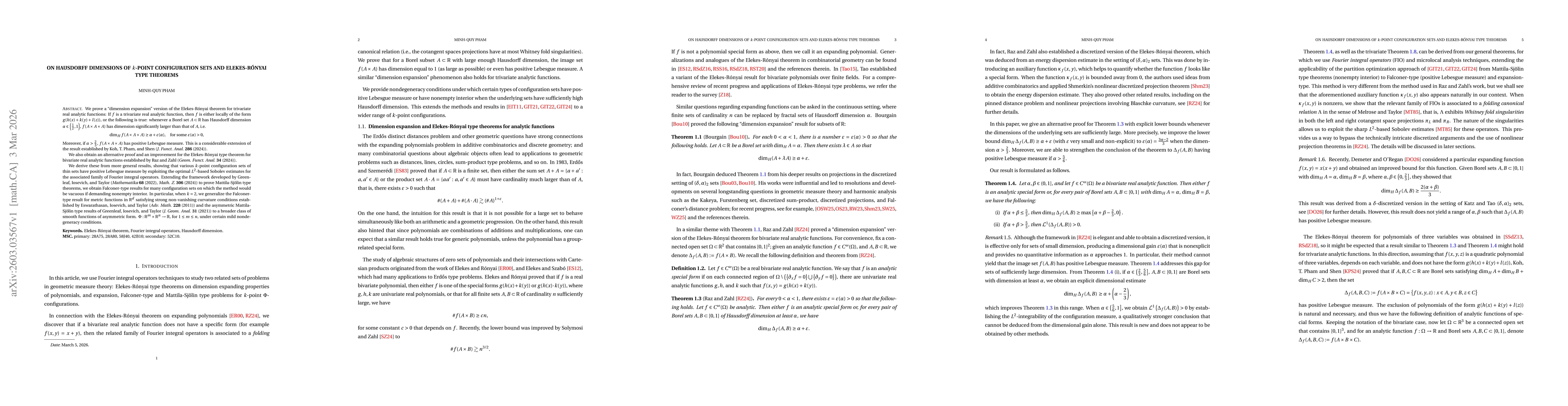 Thumbnail for On Hausdorff dimensions of $k$-point configuration sets and Elekes-Rónyai type theorems