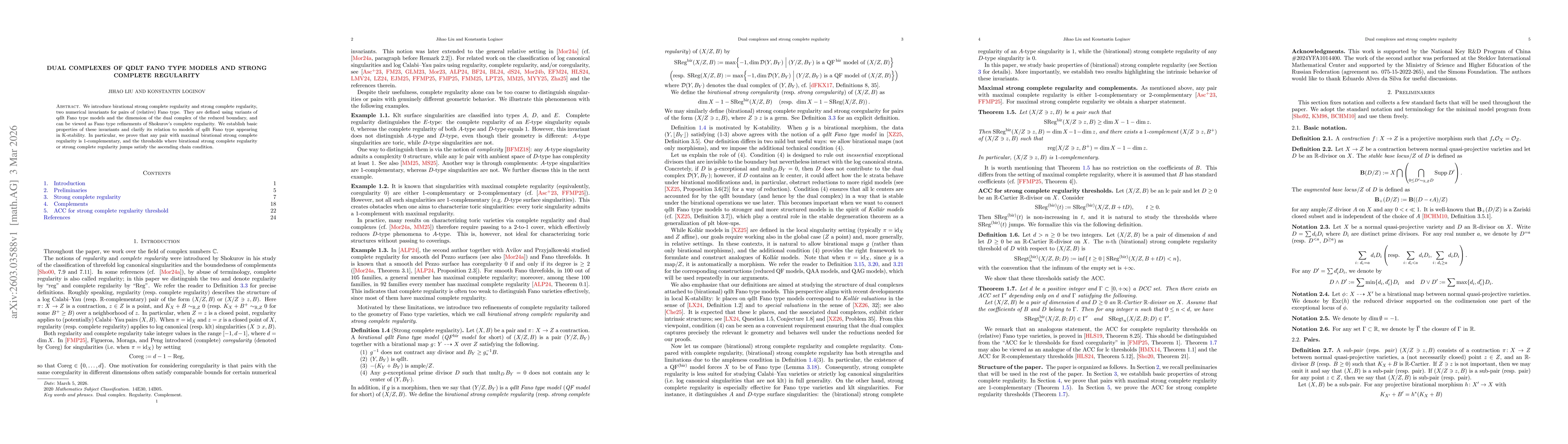 Thumbnail for Dual complexes of qdlt Fano type models and strong complete regularity