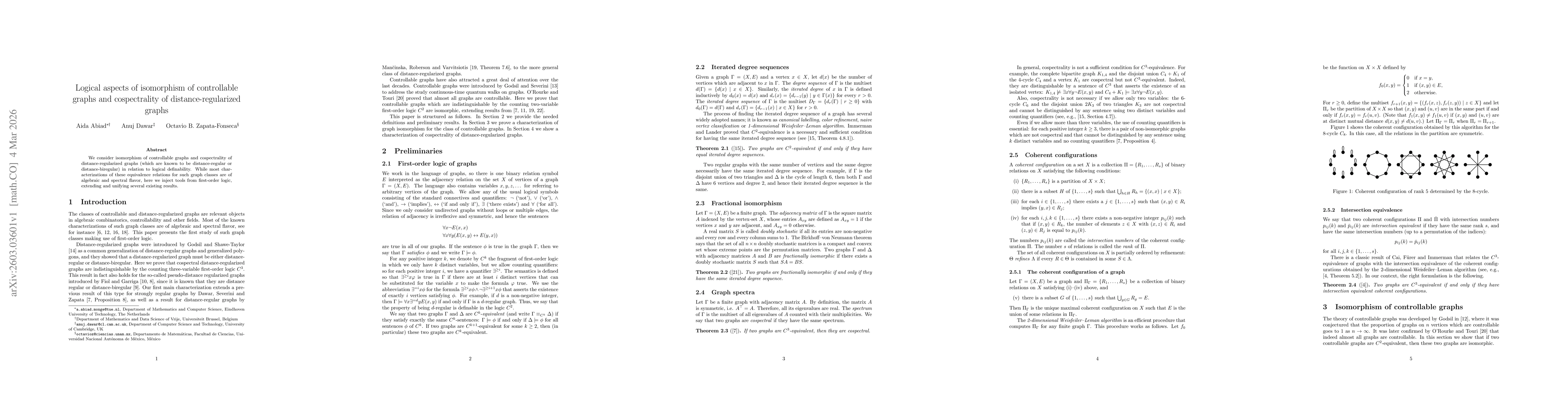Thumbnail for Logical aspects of isomorphism of controllable graphs and cospectrality of distance-regularized graphs