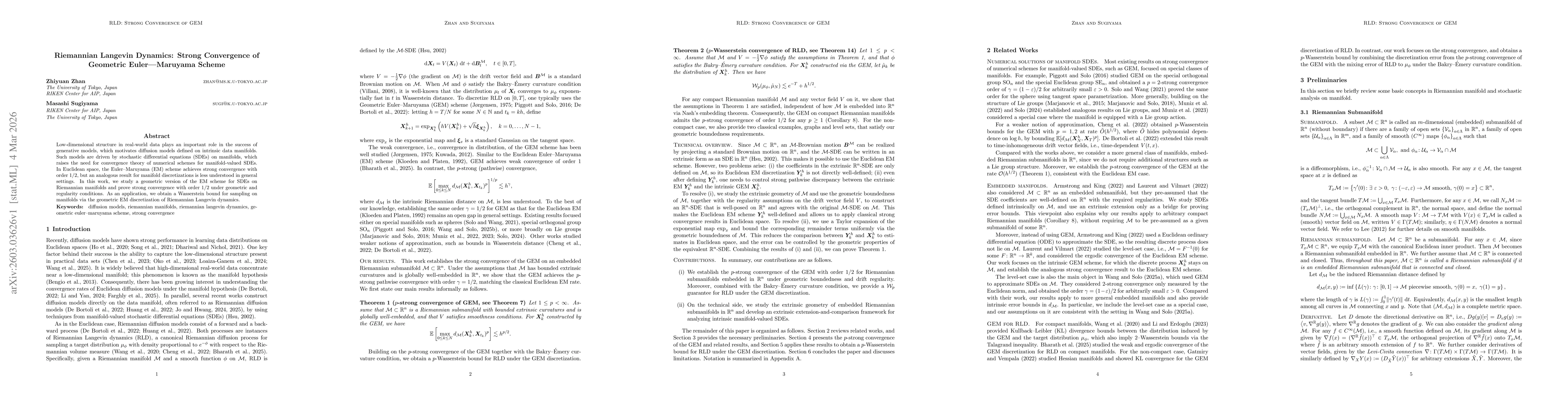 Thumbnail for Riemannian Langevin Dynamics: Strong Convergence of Geometric Euler-Maruyama Scheme