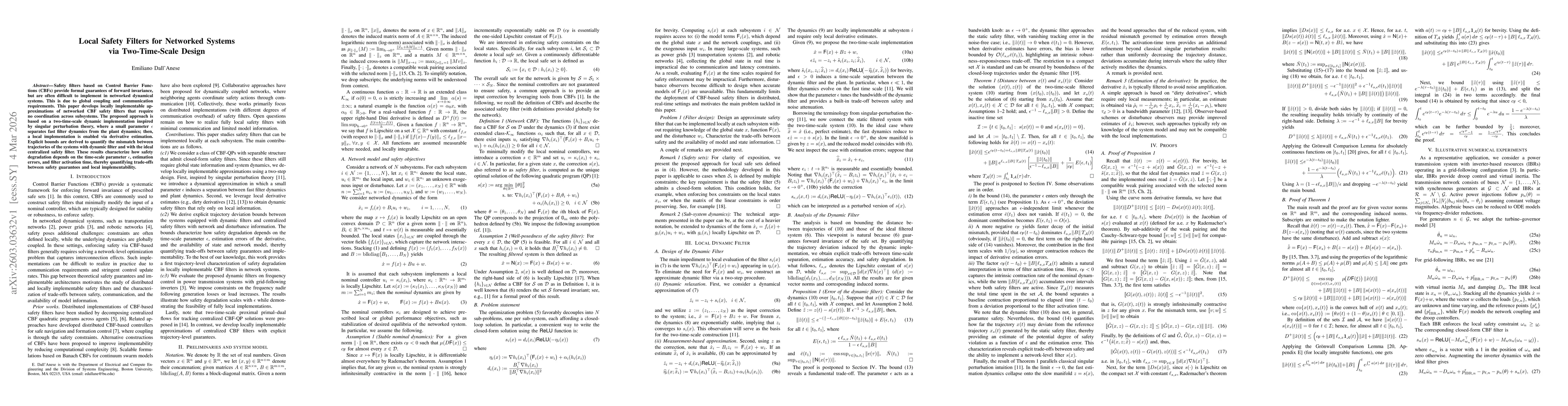 Thumbnail for Local Safety Filters for Networked Systems via Two-Time-Scale Design