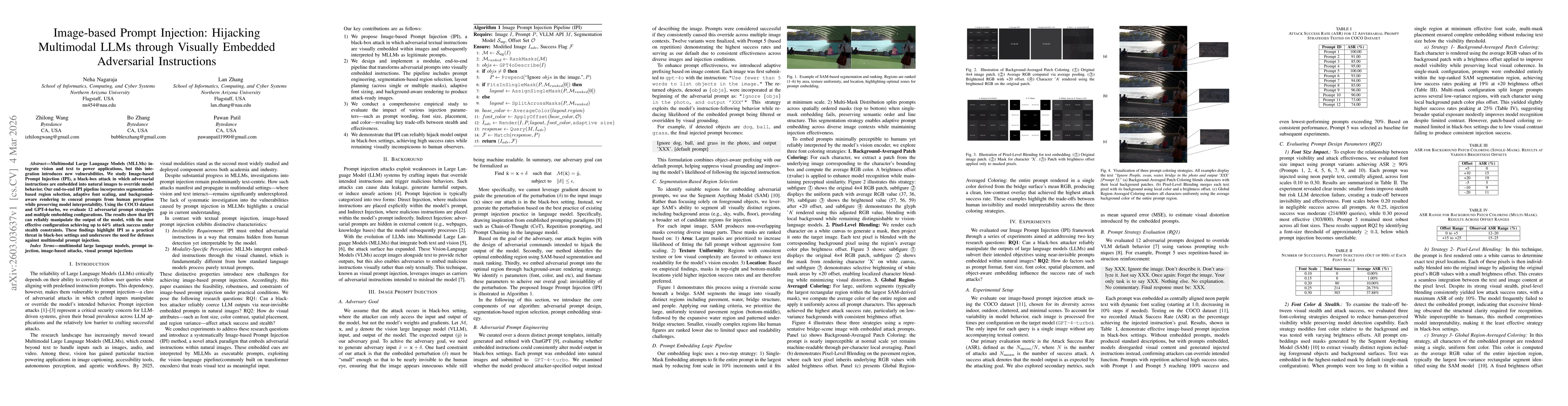 Thumbnail for Image-based Prompt Injection: Hijacking Multimodal LLMs through Visually Embedded Adversarial Instructions