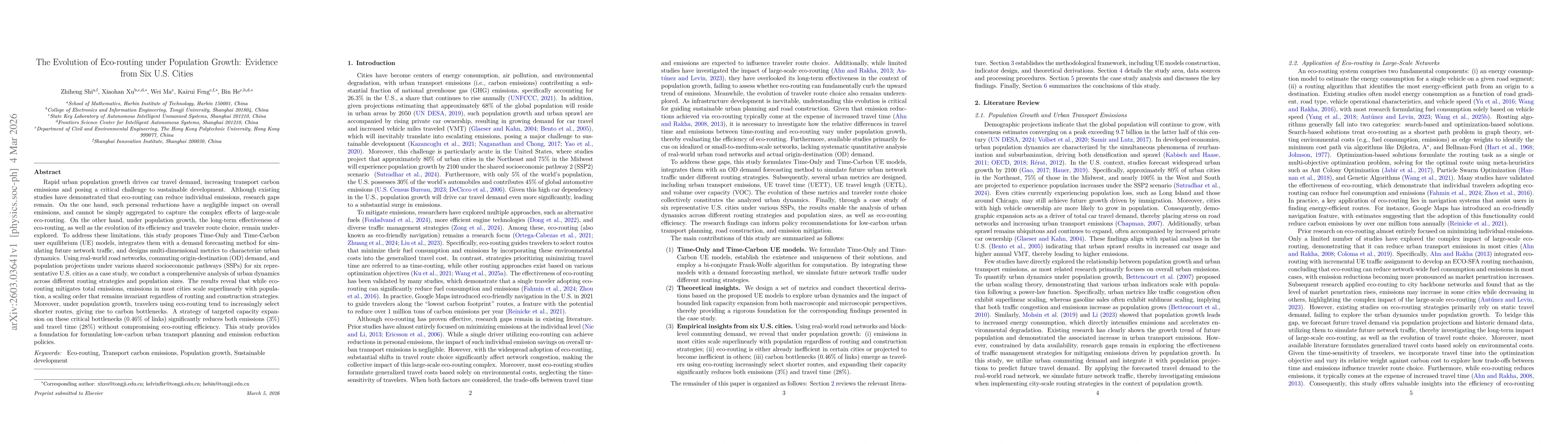 Thumbnail for The Evolution of Eco-routing under Population Growth: Evidence from Six U.S. Cities