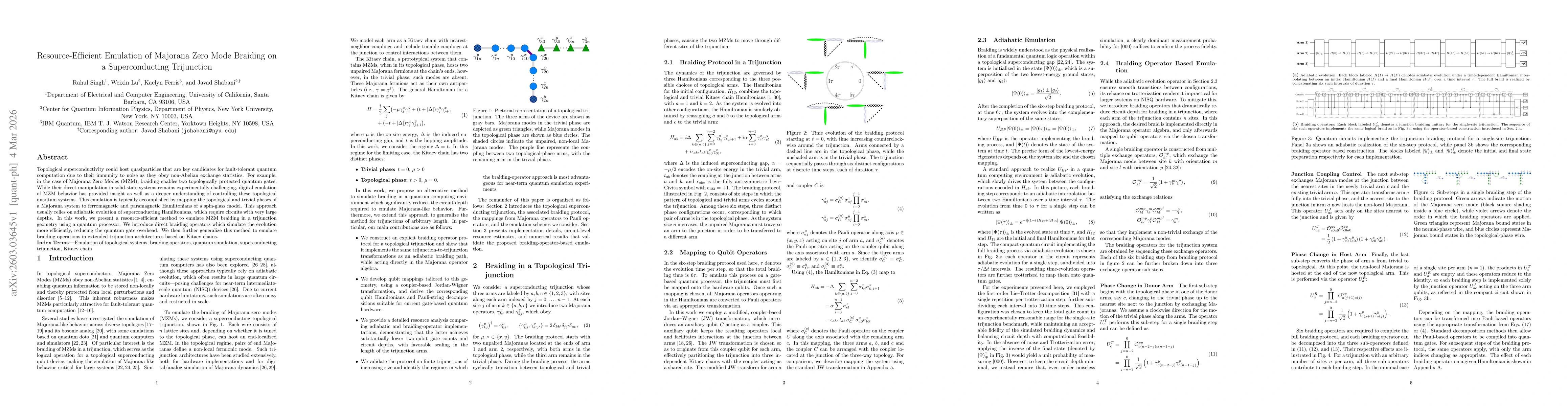 Thumbnail for Resource-Efficient Emulation of Majorana Zero Mode Braiding on a Superconducting Trijunction