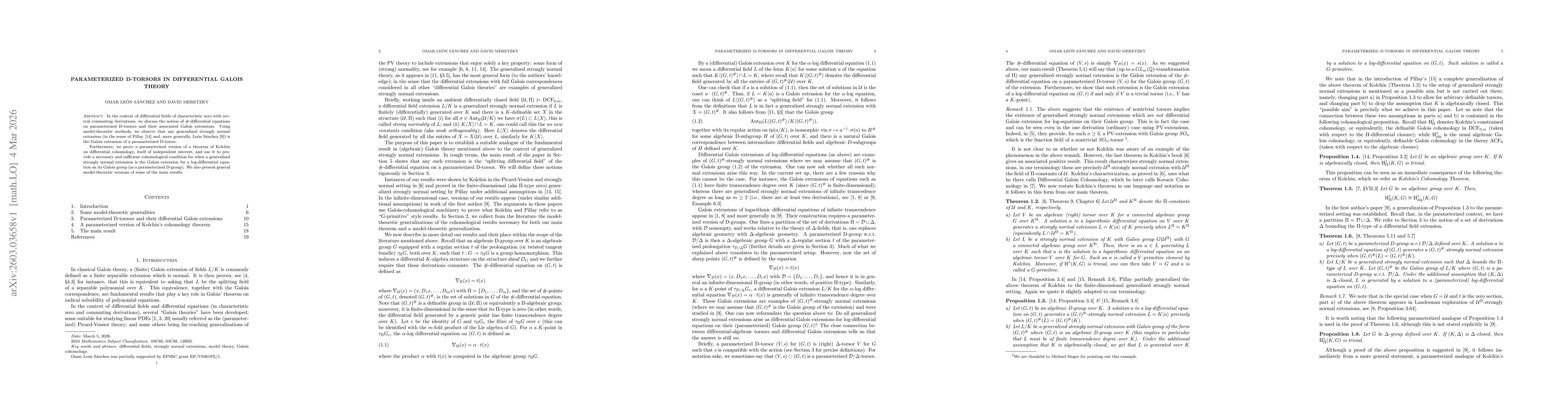 Thumbnail for Parameterized D-torsors in differential Galois theory