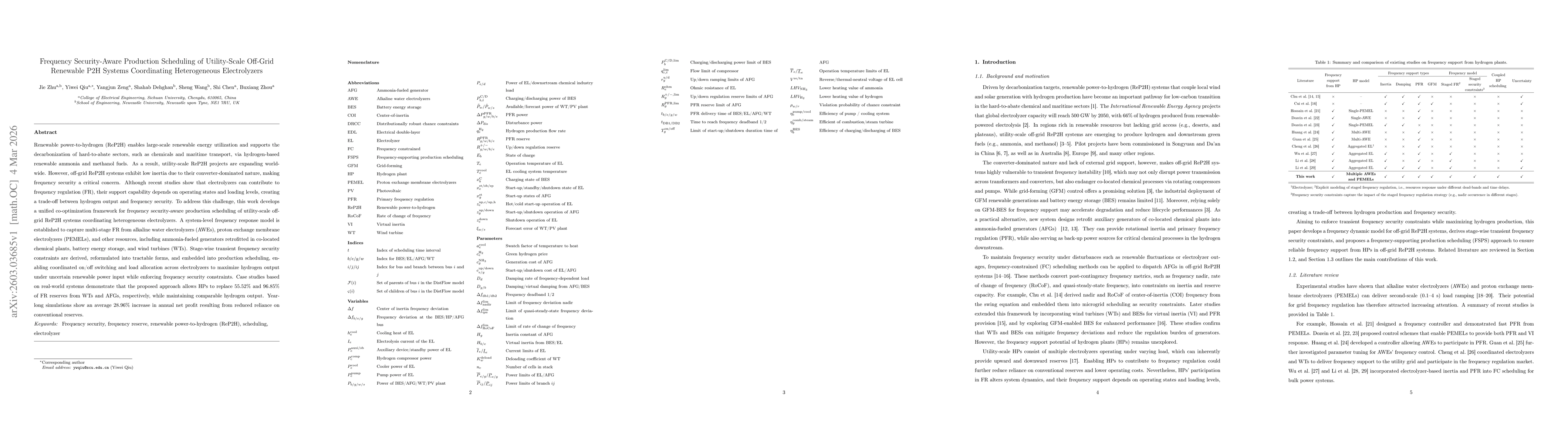 Thumbnail for Frequency Security-Aware Production Scheduling of Utility-Scale Off-Grid Renewable P2H Systems Coordinating Heterogeneous Electrolyzers